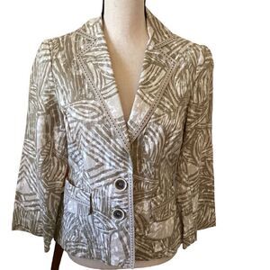 NEW Canvasbacks Linen Jungle Print Normcore Blazer Size 6 Career/Casual NWOT